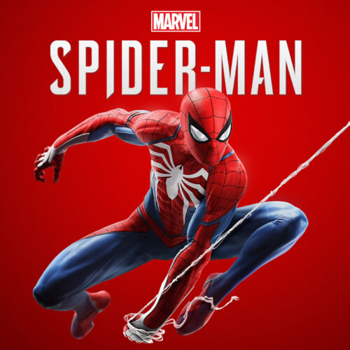 marvels spider man swinging on spider web